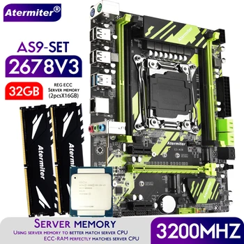 Atermiter X99 AS9 לוח האם להגדיר עם Xeon E5 2678 V3 CPU LGA2011-3 מעבד DDR4 32GB ( 2 X 16GB ) 3200MHz רג ' זכרון RAM ECC