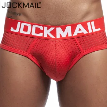 JOCKMAIL 2019 חדש רשת גברים תחתונים סקסי גברים תחתונים לנשימה מותן נמוכה Mens להחליק Cueca הומואים גברים, תחתוני תחתוני גברים מכנסיים קצרים