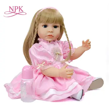 NPK 55cm ורוד נסיכה בבה בובה מחדש פעוטה baty צעצוע שיער בלונדיני רך מאוד, גוף מלא סיליקון בובת ילדה