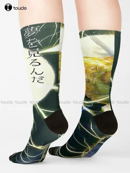 Zenitsu של אגאצאמה V5 גרביים גרבי ההתעמלות מותאם אישית 360° הדפסה דיגיטלית מתנה Harajuku יוניסקס למבוגרים נוער נוער גרביים צבעוניים