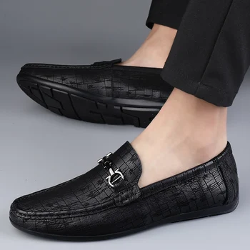 עור אמיתי גברים נעלי יוקרה אופנתיים מקרית להחליק על רשמי נעלי גברים מוקסינים איטלקי שחור זכר נעלי ספורט נעלי נהיגה
